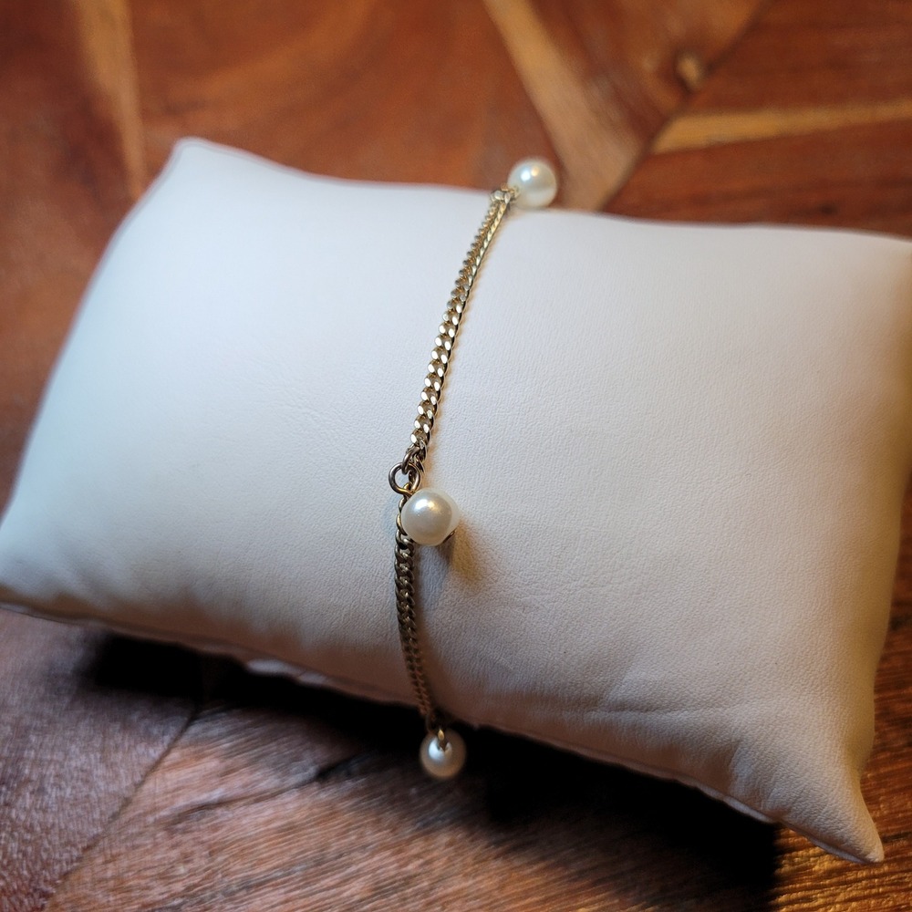 Gold Tone Chain‎ Ankle Bracelet Anklet Faux Pearls Dainty Women Fashion Jewelry